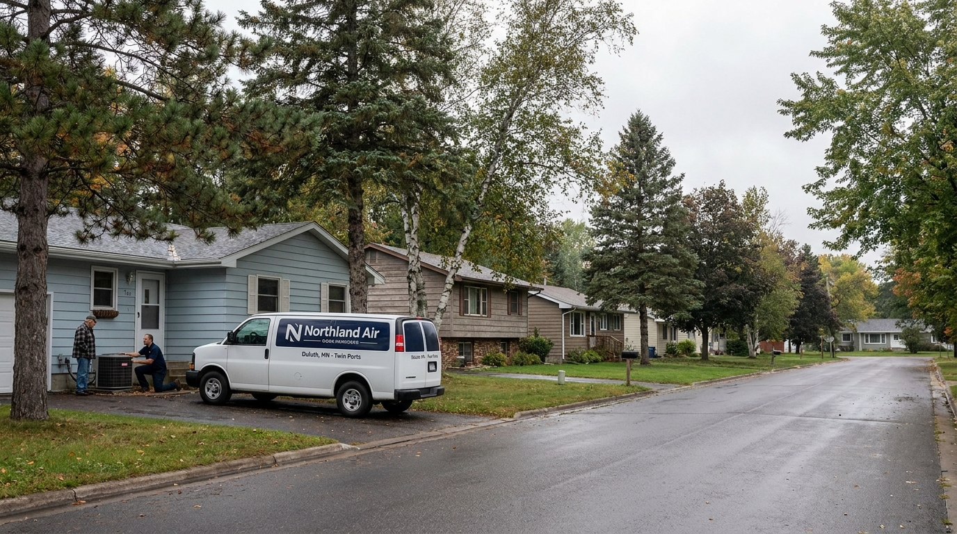 Working-class West End Cloquet MN neighborhood with single-family homes.